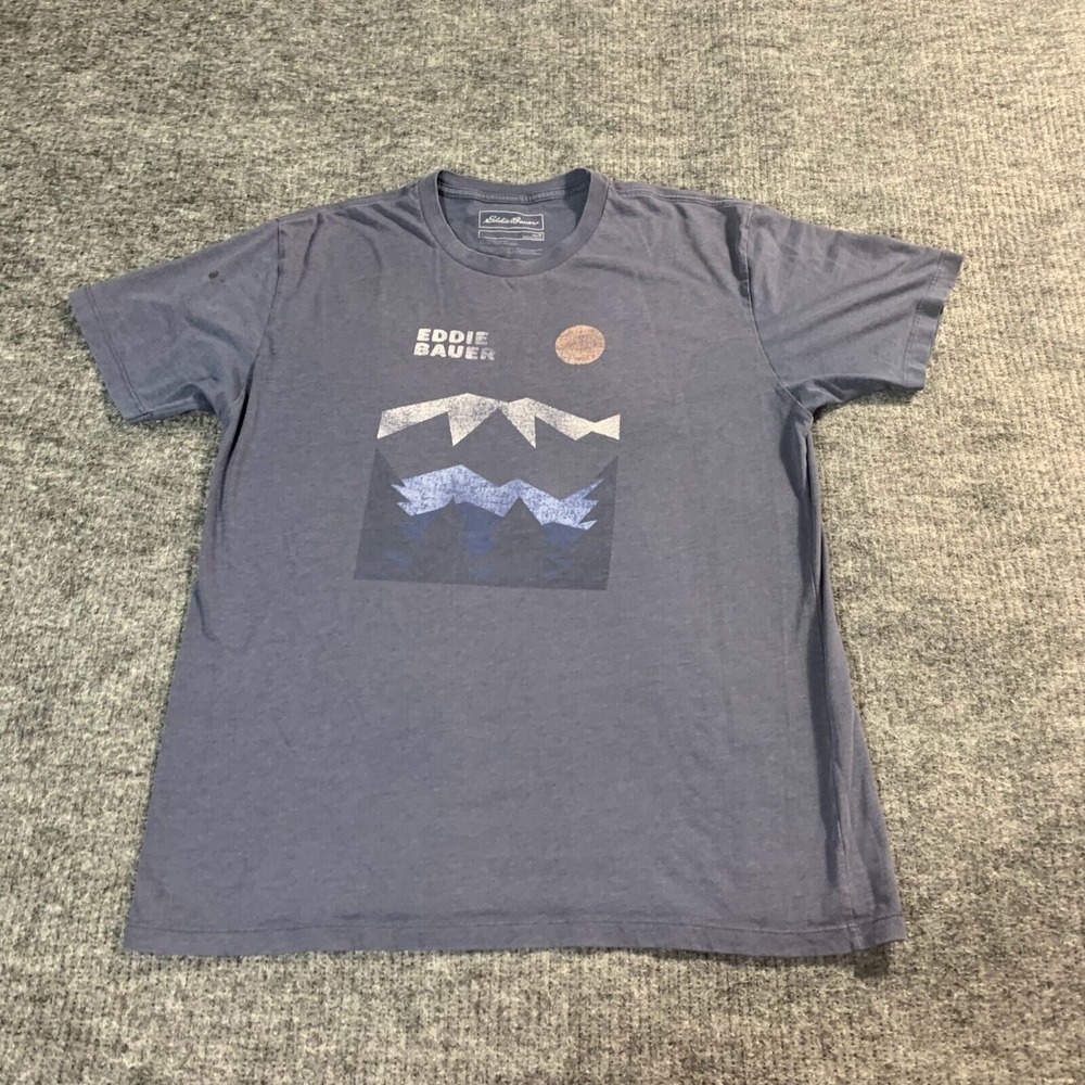 Eddie Bauer T Shirt Mens Medium M Blue Cotton Blend Outdoors Mountain‎ Hiking